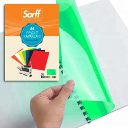 SARFF PP 450MIC A4 ŞEFFAF YEŞİL CİLT KAPAKLARI - 50ADET - SARFF