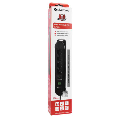 Silver Crest SCKS04 1.5m 3G1.5mm2 900 Joule 4Lü Akım Kor. Gri Priz Çoklayıcı - 2