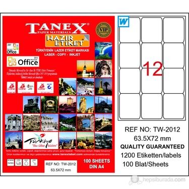TANEX LASER ETİKET 63,5X72 TW-2012 - 1