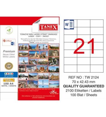 TANEX LASER ETİKET 70×42.43MM TW-2124 - 1