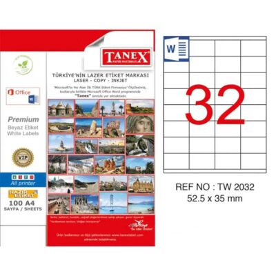 TANEX LASER ETİKET TW-2032 52.5X35 100'LÜ - 1